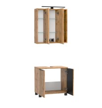 Badmöbel-Set >Nizza< (2-tlg.) in Wotaneiche - 60x35cm (BxT)