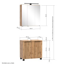 Badmöbel-Set >Nizza< (2-tlg.) in Wotaneiche - 60x35cm (BxT)