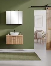 Waschtisch-Set >Nizza< (2-tlg.) in Wotaneiche, schwarz - 80x200x47cm (BxHxT)