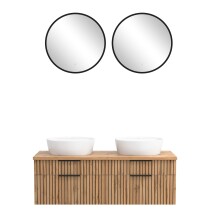 Waschtisch-Set >Nizza< (2-tlg.) in Wotaneiche, schwarz - 120x200x47cm (BxHxT)