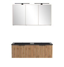 Waschtisch-Set >Nizza< (2-tlg.) in Wotaneiche, schwarz - 120x200x47cm (BxHxT)