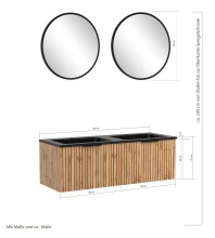 Waschtisch-Set >Nizza< (2-tlg.) in Wotaneiche, schwarz - 120x200x47cm (BxHxT)