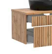 Waschtisch-Set >Nizza< (2-tlg.) in Wotaneiche, schwarz - 120x200x47cm (BxHxT)