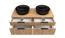 Waschtisch-Set >Nizza< (2-tlg.) in Wotaneiche, schwarz - 120x200x47cm (BxHxT)