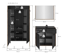 Garderoben-Set >Bueno< in Basalt - 215x189x37cm (BxHxT)