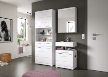 Badezimmer-Set >Scout< in Weiß / Weiß Hochglanz - 149x191x34cm (BxHxT)
