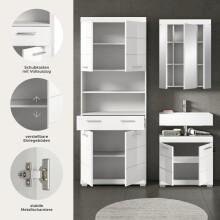 Badezimmer-Set >Scout< in Weiß / Weiß Hochglanz - 149x191x34cm (BxHxT)