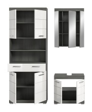 Badezimmer-Set >Scout< in Rauchsilber / Weiß Hochglanz - 149x191x34cm (BxHxT)