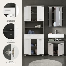 Badezimmer-Set >Scout< in Rauchsilber / Weiß Hochglanz - 149x191x34cm (BxHxT)