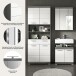 Badezimmer-Set >Scout< in Rauchsilber / Weiß Hochglanz - 149x191x34cm (BxHxT)