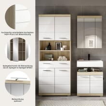 Badezimmer-Set >Lambada< in Sonoma Eiche / Weiß Hochglanz - 149x191x34cm (BxHxT)