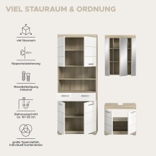 Badezimmer-Set >Lambada< in Sonoma Eiche / Weiß Hochglanz - 149x191x34cm (BxHxT)