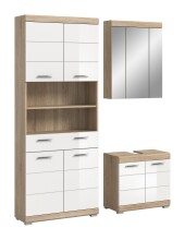 Badezimmer-Set >Lambada< in Sonoma Eiche / Weiß Hochglanz - 149x191x34cm (BxHxT)