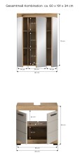 Badezimmer-Set >Scout< in Evoak Oak / Kaschmir - 60x191x34cm (BxHxT)