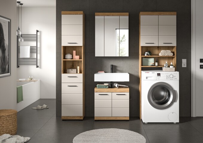 Badezimmer-Set >Scout< in Evoak Oak / Kaschmir - 190x191x34cm (BxHxT)