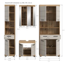 Badezimmer-Set >Scout< in Evoak Oak / Kaschmir - 201x191x34cm (BxHxT)