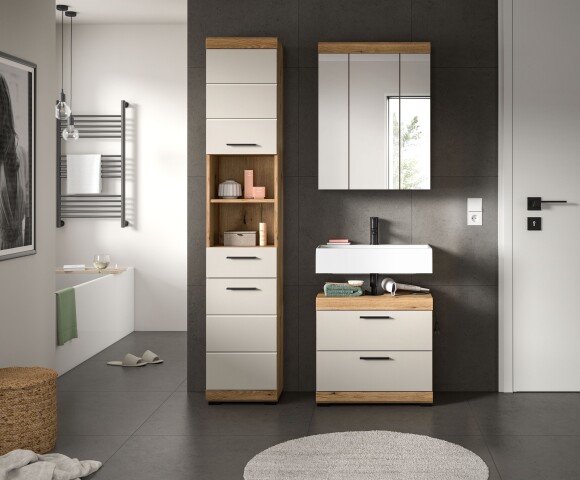Badezimmer-Set >Scout< in Evoak Oak / Kaschmir - 112x191x34cm (BxHxT)