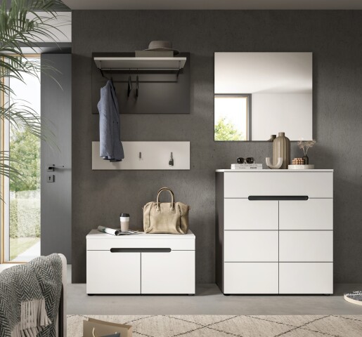 Garderoben-Set >Canu< in Basalt Grau / Weiß - 175x190x37cm (BxHxT)