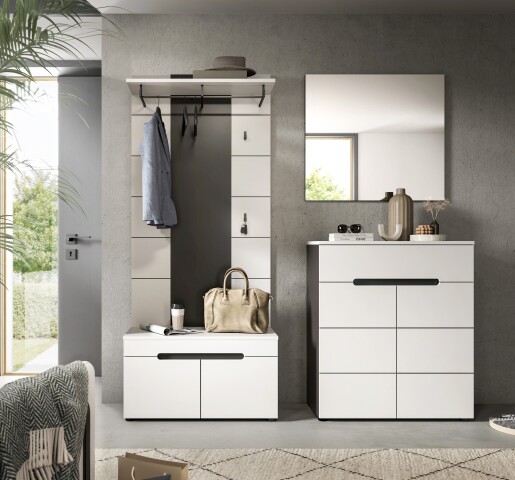 Garderoben-Set >Canu< in Basalt Grau / Weiß - 175x190x37cm (BxHxT)