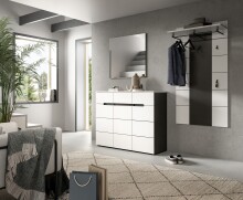 Garderoben-Set >Canu< in Basalt Grau / Weiß - 215x190x37cm (BxHxT)
