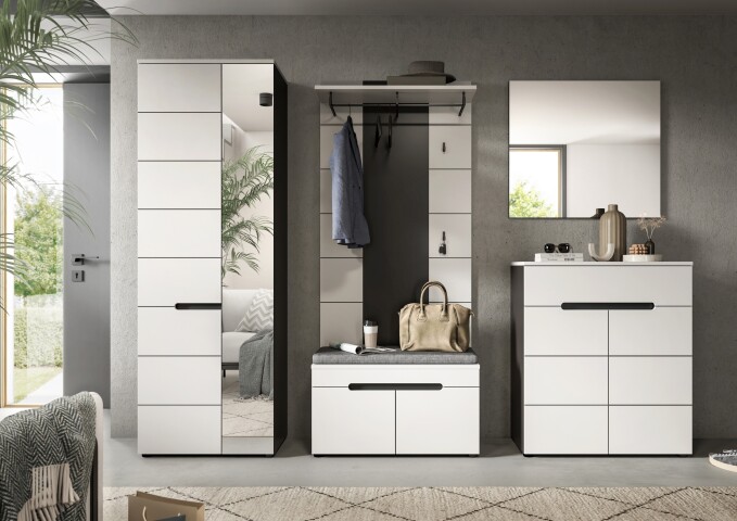 Garderoben-Set >Canu< in Basalt Grau / Weiß - 255x190x37cm (BxHxT)