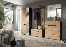 Garderoben-Set >Canu< in Basalt Grau / Artisan - 255x190x37cm (BxHxT)