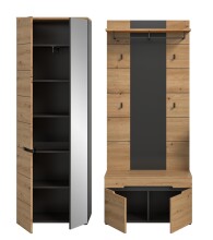 Garderoben-Set >Canu< in Basalt Grau / Artisan - 160x190x37cm (BxHxT)