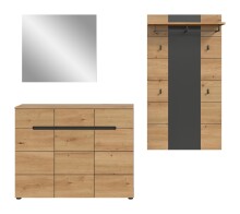 Garderoben-Set >Canu< in Basalt Grau / Artisan - 215x190x37cm (BxHxT)