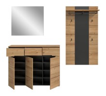 Garderoben-Set >Canu< in Basalt Grau / Artisan - 215x190x37cm (BxHxT)