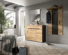 Garderoben-Set >Canu< in Basalt Grau / Artisan - 215x190x37cm (BxHxT)