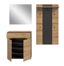 Garderoben-Set >Canu< in Basalt Grau / Artisan - 175x190x37cm (BxHxT)