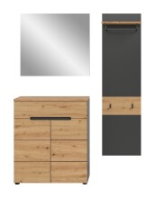 Garderoben-Set >Canu< in Basalt Grau / Artisan - 140x190x37cm (BxHxT)