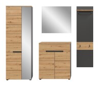 Garderoben-Set >Canu< in Basalt Grau / Artisan - 220x190x37cm (BxHxT)