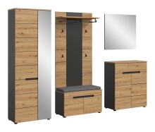Garderoben-Set >Canu< in Basalt Grau / Artisan - 255x190x37cm (BxHxT)