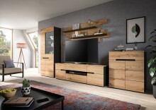 Lowboard >Canu< in Basalt Grau / Artisan - 55x184x44cm (BxHxT)