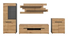 Wohnwand >Canu< in Basalt Grau / Artisan - 375x190x44cm (BxHxT)