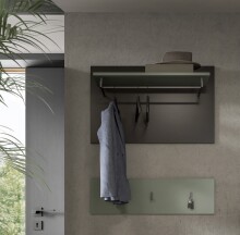 Garderobenpaneel >Canu< in Basalt Grau / Smoke Green - 73x80x27cm (BxHxT)