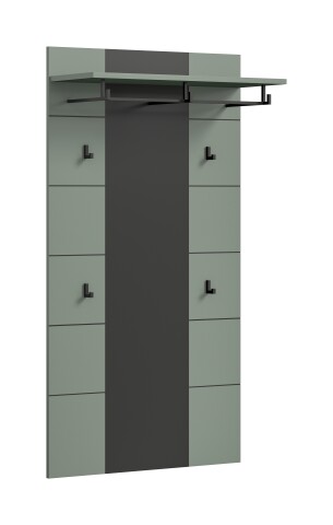 Garderobenpaneel >Canu< in Basalt Grau / Smoke Green - 141x80x29cm (BxHxT)
