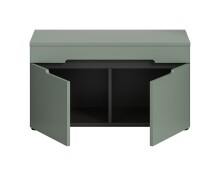 Sitzbank >Canu< in Basalt Grau / Smoke Green - 80x45x37cm (BxHxT)