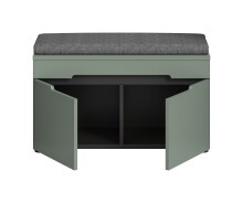 Sitzbank >Canu< in Basalt Grau / Smoke Green - 80x45x37cm (BxHxT)
