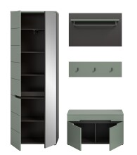 Garderoben-Set >Canu< in Basalt Grau / Smoke Green - 160x190x37cm (BxHxT)
