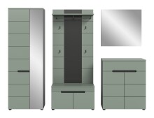 Garderoben-Set >Canu< in Basalt Grau / Smoke Green - 255x190x37cm (BxHxT)