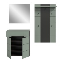 Garderoben-Set >Canu< in Basalt Grau / Smoke Green - 175x190x37cm (BxHxT)