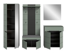 Garderoben-Set >Canu< in Basalt Grau / Smoke Green - 255x190x37cm (BxHxT)