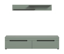 Lowboard >Canu< in Basalt Grau / Smoke Green - 170x38x33cm (BxHxT)