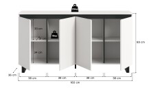 Sideboard >Tomasa< in Weiß - 160x84x36cm (BxHxT)