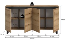 Sideboard >Tomasa< in Evoke Oak - 160x84x36cm (BxHxT)