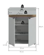 Schuhkommode >Naro< in Grau - 75x98x37cm (BxHxT)