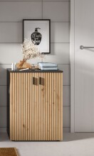 Hochschrank >Mone< in Basalt / Artisan Oak - 60x81x30cm (BxHxT)