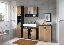 Badezimmer-Set >Mone< in Basalt / Artisan Oak - 80x180x30cm (BxHxT)